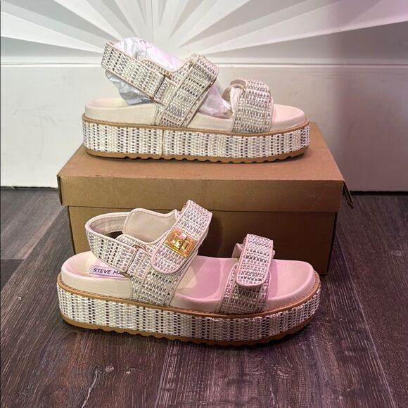 Steve Madden Women's Bigmona Platform Footbed Sandals In Beige Multi Size 9.5 - Picture 3 of 6